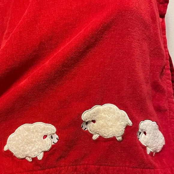 Red Hooded Poncho with Sheep Appliqué - Picture 4 of 13
